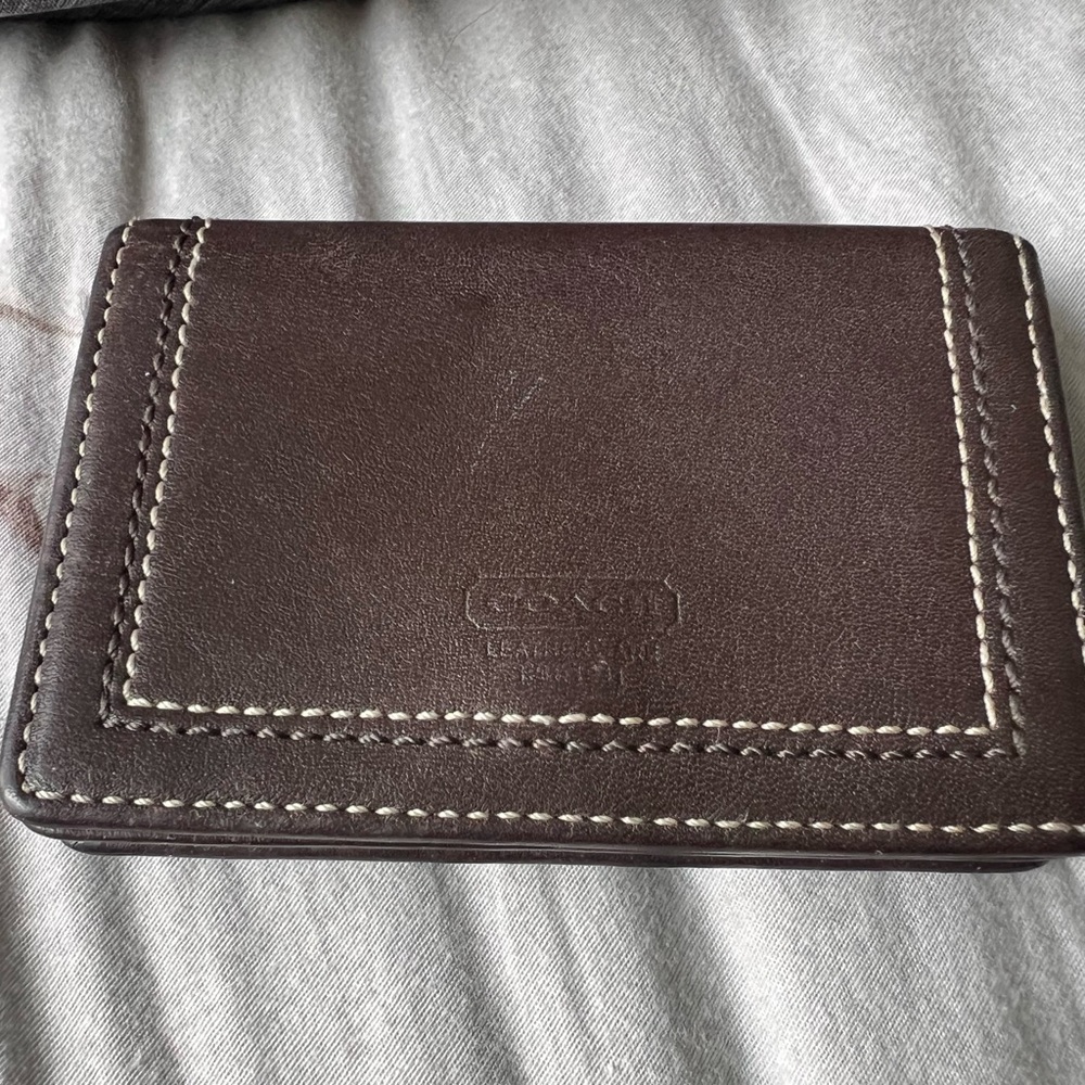 Coach classic chocolate brown business card holder